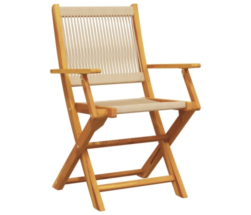 Set de comedor jardín 5 pzas polipropileno madera maciza beige