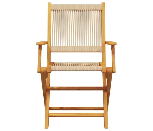 Set de comedor jardín 5 pzas polipropileno madera maciza beige