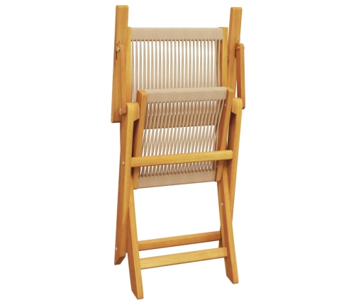 Set de comedor jardín 5 pzas polipropileno madera maciza beige