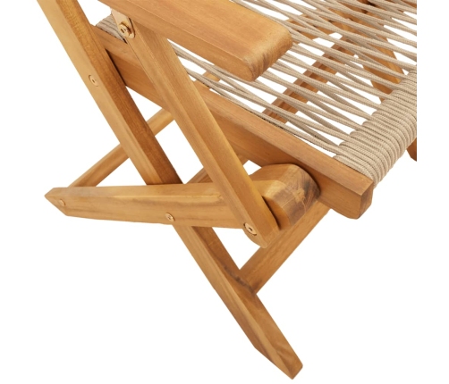 Set de comedor jardín 5 pzas polipropileno madera maciza beige