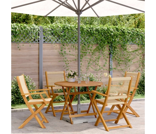 Set de comedor jardín 5 pzas polipropileno madera maciza beige