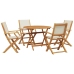 Set de comedor de jardín 5 pzas tela madera maciza blanco crema