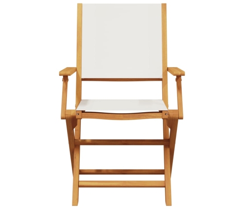 Set de comedor de jardín 5 pzas tela madera maciza blanco crema