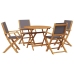 Set de comedor de jardín 5 pzas tela madera maciza antracita