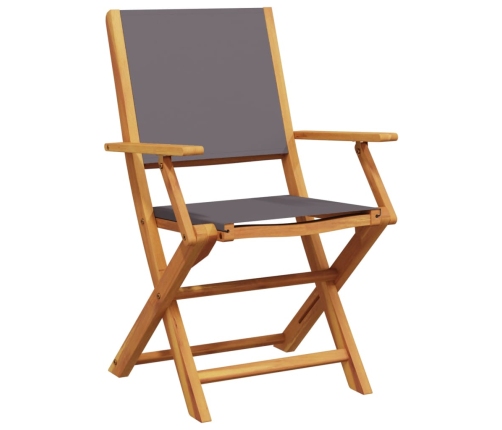 Set de comedor de jardín 5 pzas tela madera maciza antracita