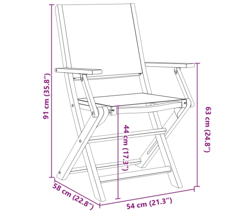 Set de comedor de jardín 5 pzas tela madera maciza antracita