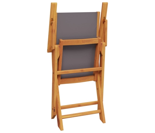 Set de comedor de jardín 5 pzas tela madera maciza antracita