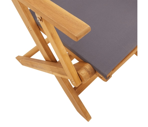 Set de comedor de jardín 5 pzas tela madera maciza antracita
