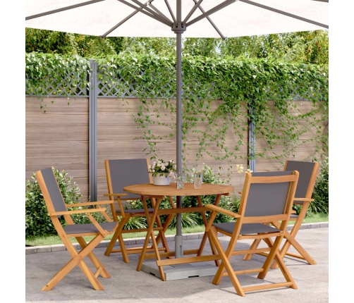 Set de comedor de jardín 5 pzas tela madera maciza antracita