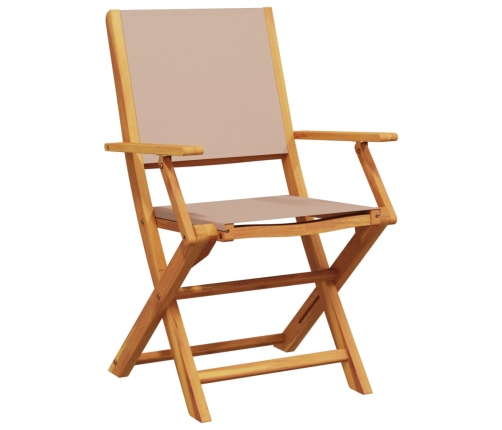 Set de comedor de jardín 5 pzas tela madera maciza gris taupe
