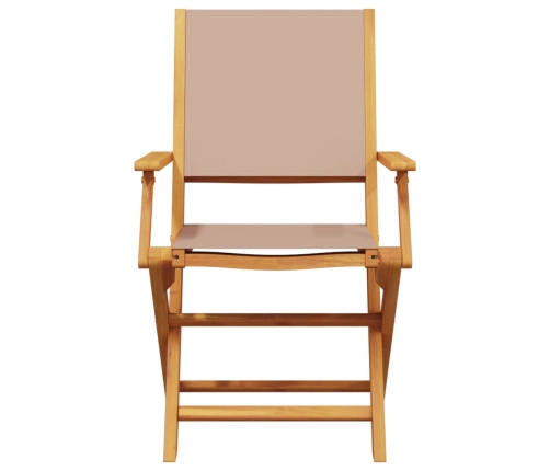 Set de comedor de jardín 5 pzas tela madera maciza gris taupe