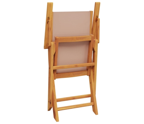 Set de comedor de jardín 5 pzas tela madera maciza gris taupe