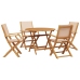 Set de comedor de jardín 5 pzas tela madera maciza beige