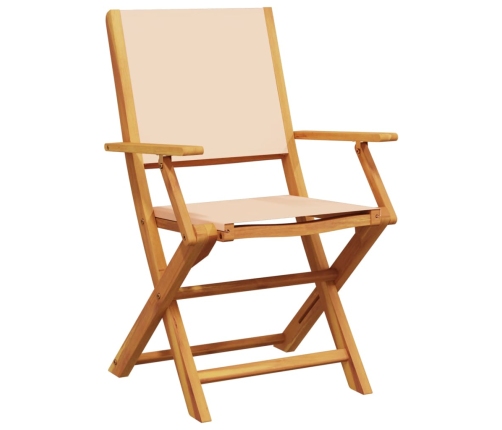 Set de comedor de jardín 5 pzas tela madera maciza beige