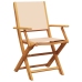 Set de comedor de jardín 5 pzas tela madera maciza beige
