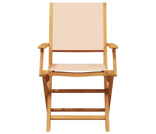 Set de comedor de jardín 5 pzas tela madera maciza beige
