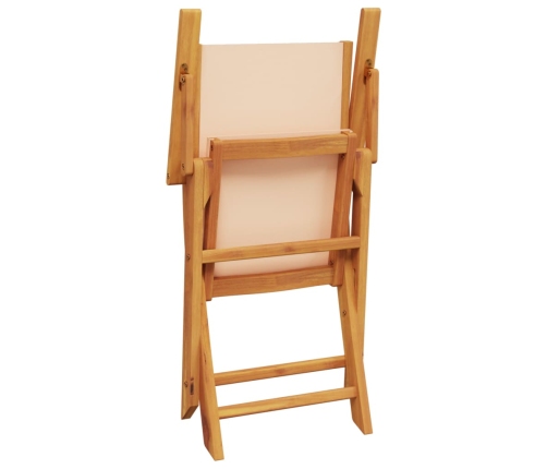 Set de comedor de jardín 5 pzas tela madera maciza beige