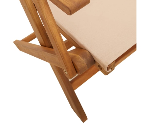 Set de comedor de jardín 5 pzas tela madera maciza beige