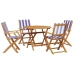 Set de comedor de jardín 5 pzas tela madera maciza azul blanco