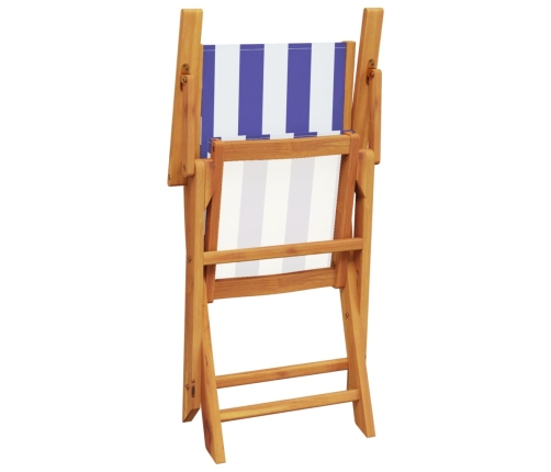 Set de comedor de jardín 5 pzas tela madera maciza azul blanco