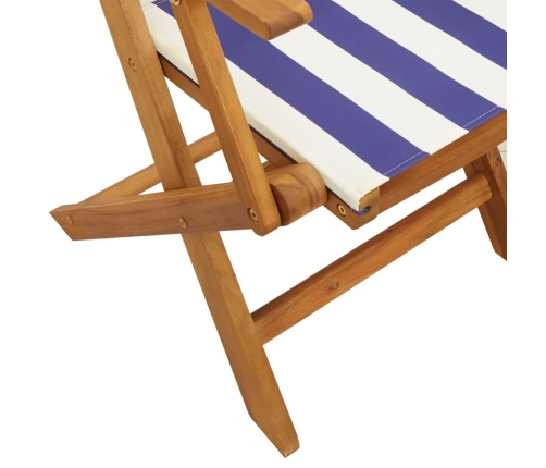 Set de comedor de jardín 5 pzas tela madera maciza azul blanco