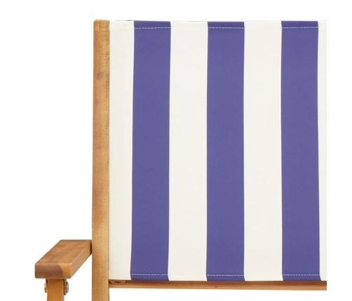 Set de comedor de jardín 5 pzas tela madera maciza azul blanco