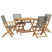 Set de comedor de jardín 5 piezas ratán PE madera maciza gris