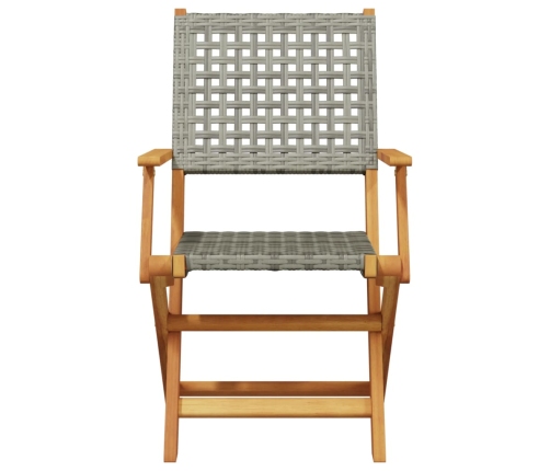 Set de comedor de jardín 5 piezas ratán PE madera maciza gris