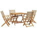 Set de comedor de jardín 5 pzas ratán PE madera maciza beige