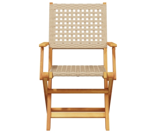 Set de comedor de jardín 5 pzas ratán PE madera maciza beige