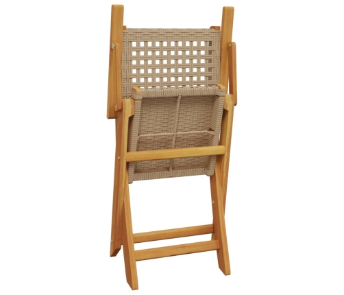 Set de comedor de jardín 5 pzas ratán PE madera maciza beige