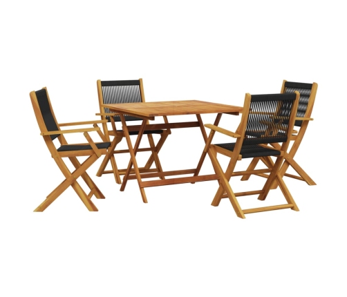 Set de comedor jardín 5 pzas polipropileno madera maciza negro