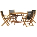 Set de comedor jardín 5 pzas polipropileno madera maciza negro