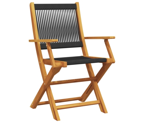 Set de comedor jardín 5 pzas polipropileno madera maciza negro
