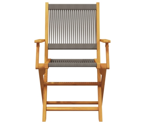 Set de comedor jardín 5 pzas polipropileno madera maciza gris