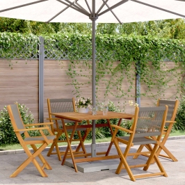 Set de comedor jardín 5 pzas polipropileno madera maciza gris