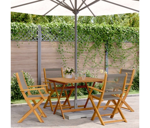 Set de comedor jardín 5 pzas polipropileno madera maciza gris