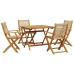 Set de comedor jardín 5 pzas polipropileno madera maciza beige