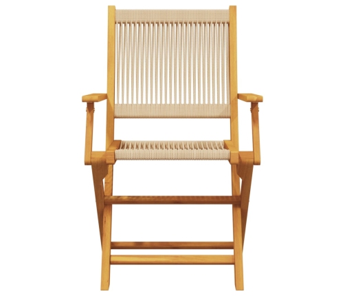 Set de comedor jardín 5 pzas polipropileno madera maciza beige