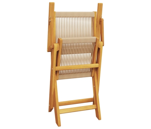 Set de comedor jardín 5 pzas polipropileno madera maciza beige