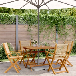 Set de comedor jardín 5 pzas polipropileno madera maciza beige