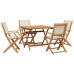 Set de comedor de jardín 5 pzas tela madera maciza blanco crema