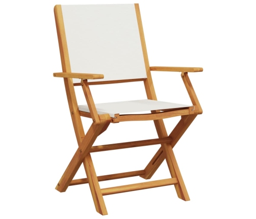 Set de comedor de jardín 5 pzas tela madera maciza blanco crema