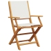 Set de comedor de jardín 5 pzas tela madera maciza blanco crema