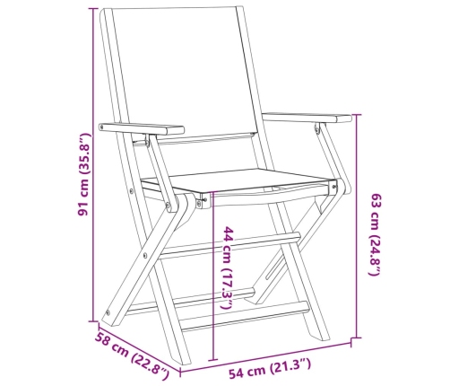 Set de comedor de jardín 5 pzas tela madera maciza blanco crema