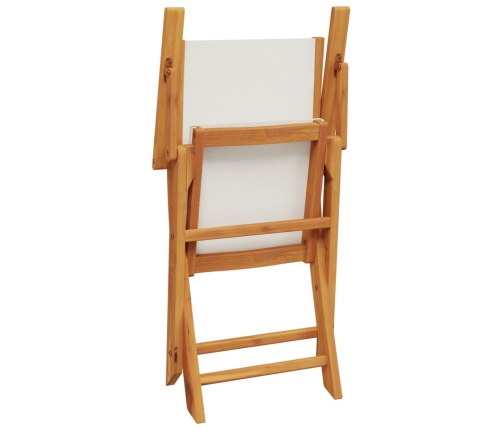 Set de comedor de jardín 5 pzas tela madera maciza blanco crema