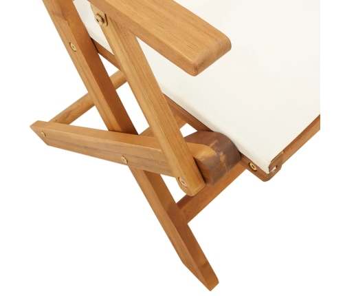 Set de comedor de jardín 5 pzas tela madera maciza blanco crema