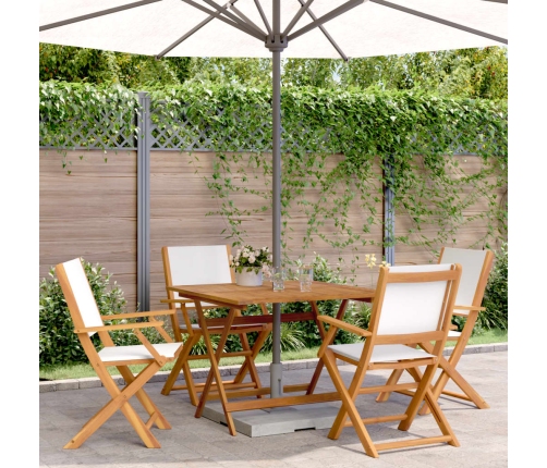 Set de comedor de jardín 5 pzas tela madera maciza blanco crema