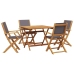 Set de comedor de jardín 5 pzas tela madera maciza antracita