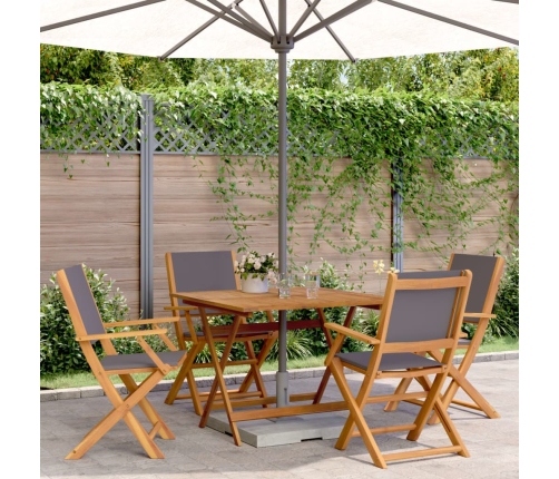 Set de comedor de jardín 5 pzas tela madera maciza antracita